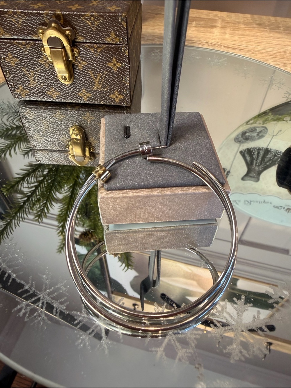 MICHAEL KORS Hoop Earrings MK Cityscape Chains Silver Stainless Steel - Picture 6 of 7